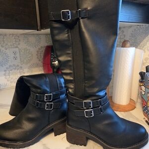 Torrid Black Knee-High Boots with Buckle Accents. Like New. Worn Once.